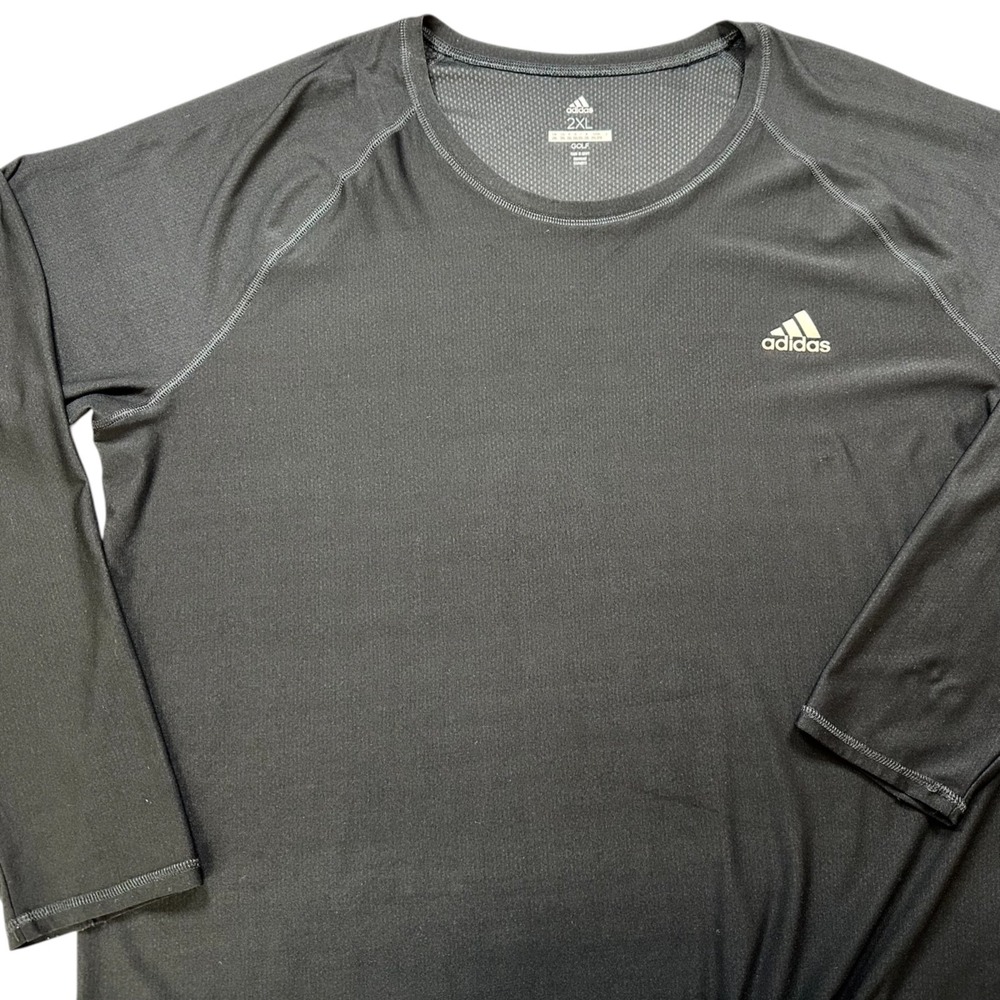 ADIDAS GOLF Men's Size 2XL Solid Black Performance Long Sleeve Shirt - Picture 4 of 9